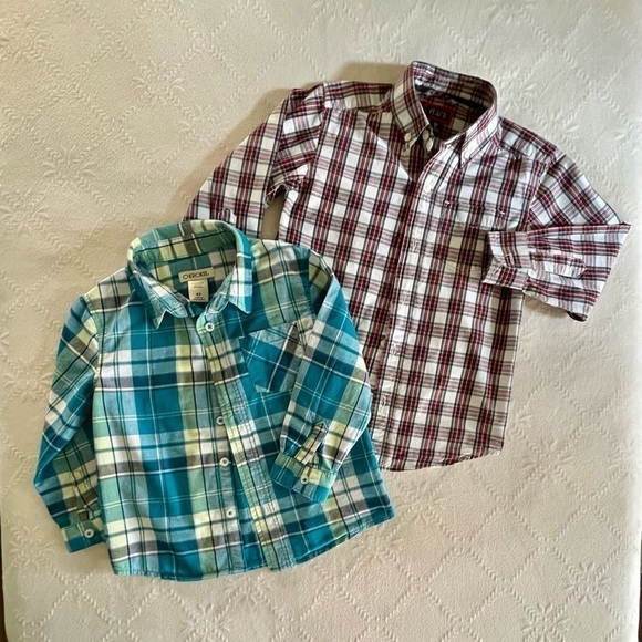 BOYS, PLAID, LONG SLEEVE, BUTTON DOWN SHIRTS. SIZE 4 & SIZE 4T. - Picture 3 of 7